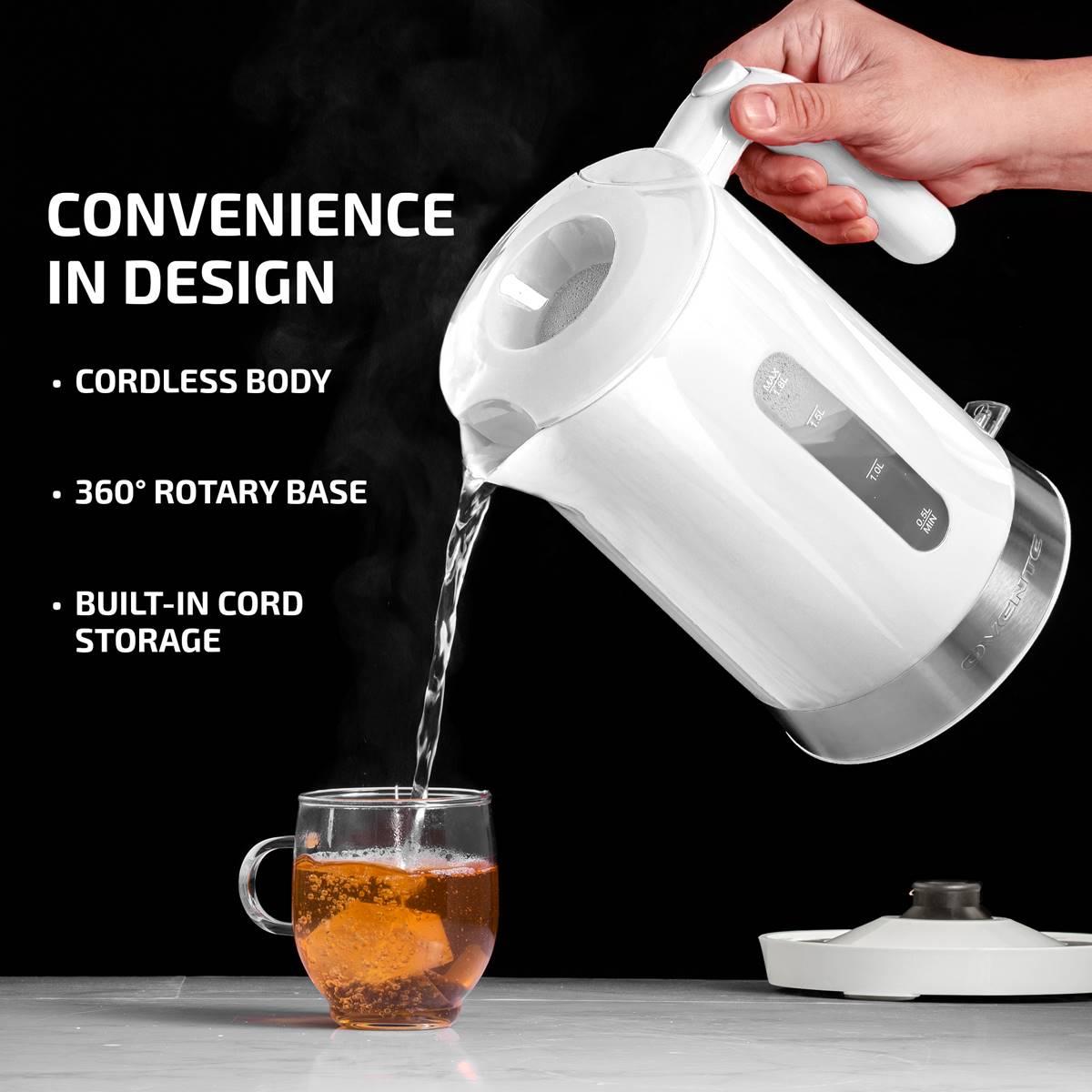 Ovente 1.8 Liter Electric Kettle w/ ProntoFill™ Lid - White