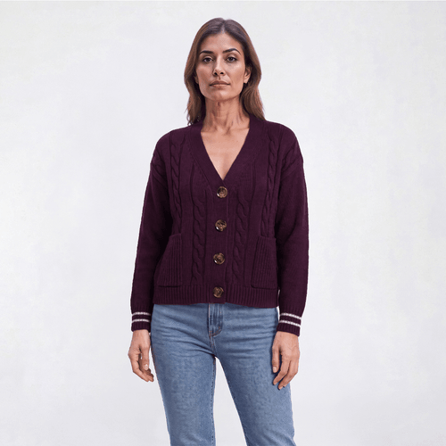 Womens Nautica Long Sleeve V-Neck Cable Knit Cardigan - image 