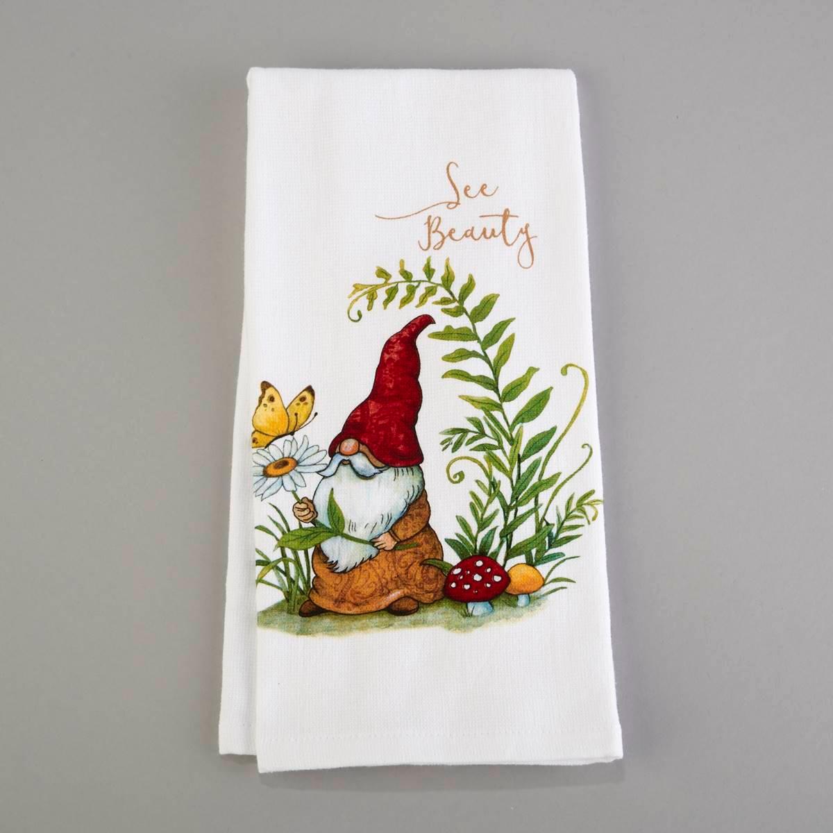 Garden Gnomes See Beauty Dual Kitchen Towel