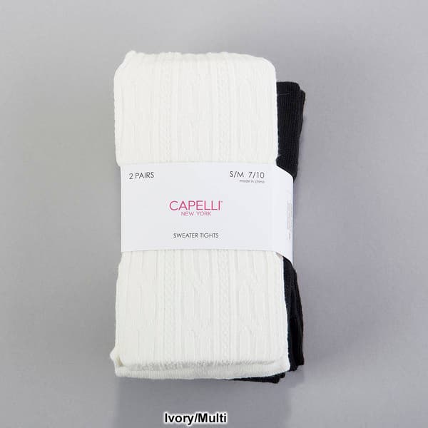 Girls Capelli&#174; New York 2pk. Cable Solid Sweater Tights