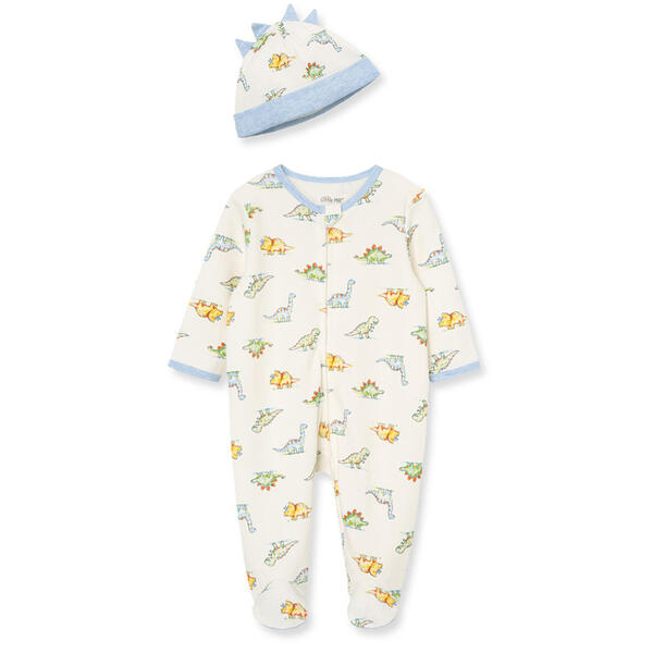 Baby Boy (NB-9M) Little Me Dino-Mite Footed Sleeper with Hat - image 