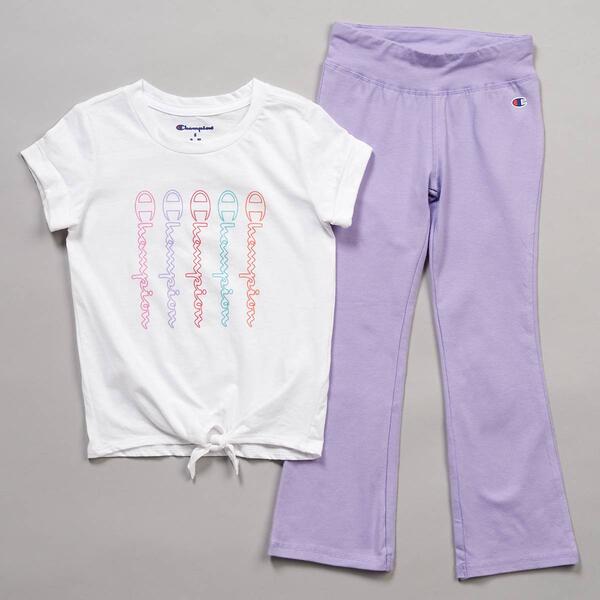 Girls &#40;4-6x&#41; Champion&#40;R&#41; Tie Front Tee & Flare Yoga Pants Set - image 