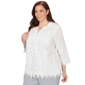 Plus Size Alfred Dunner Al Fresco 3/4 Sleeve Lace Cut Out Blouse - image 3