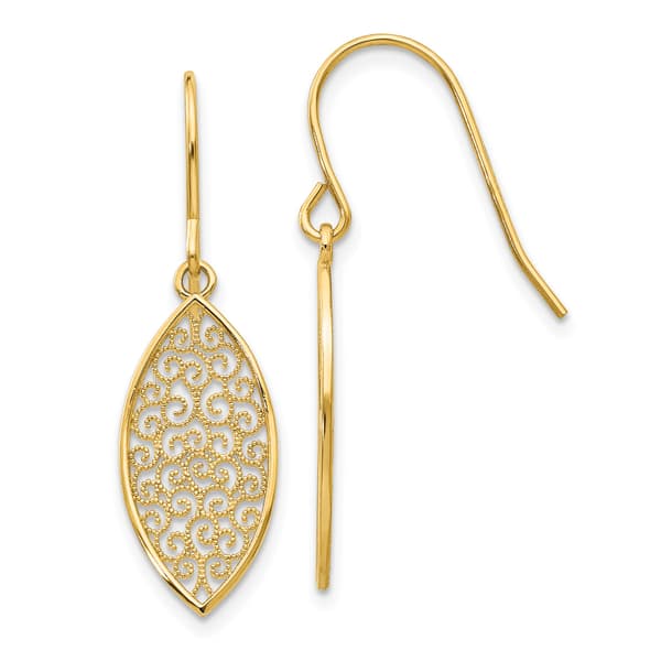 Gold Classics14kt. Gold Filigree Teardrop Dangle Earrings - image 