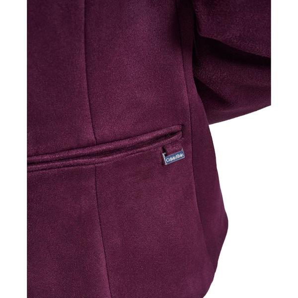 Petite Calvin Klein Long Sleeve Suede Open Front Blazer