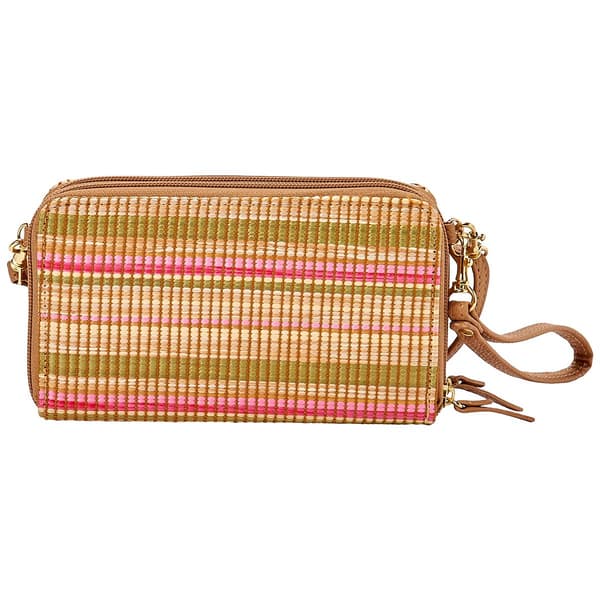 Womens Bueno Striped Woven Double Zip Flap Crossbody Wallet