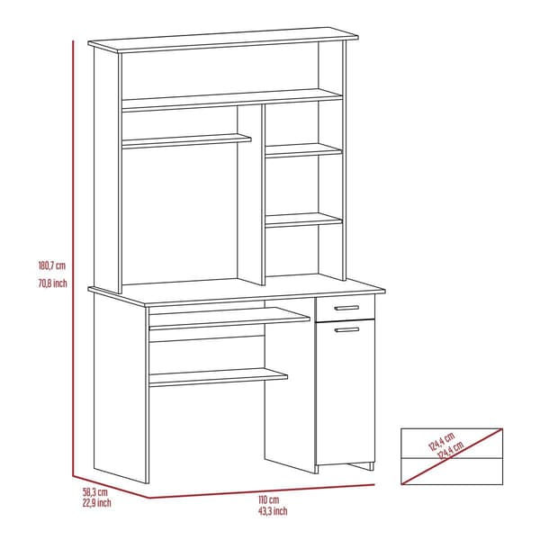FM FURNITURE Weston Two Computer Desk w/ Hutch