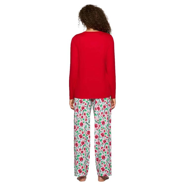 Womens HUE® Long Sleeve Salsa Folded Timeless Pajama Set