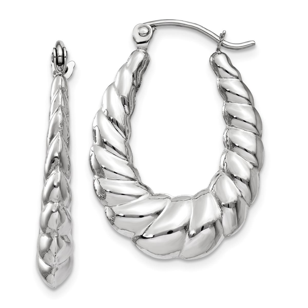 Gold Classics™ 14kt. White Gold Textured Oval Hoop...