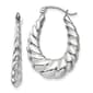 Gold Classics(tm) 14kt White Gold Textured Oval Hoop Earrings - image 1