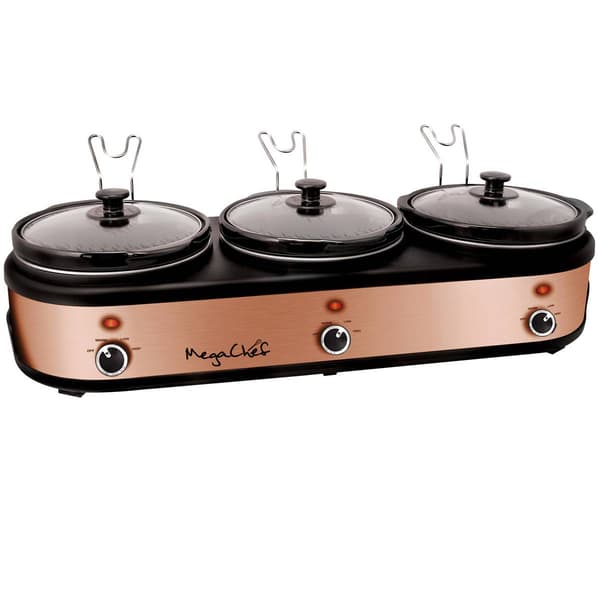 MegaChef Triple 2.5qrt. Slow Cooker & Buffet Server