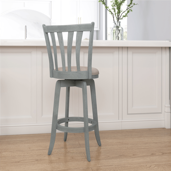 HH2 Home Savana Blue Wood Swivel Bar Height Stool