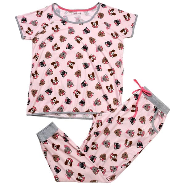 Womens Pillow Talk Short Sleeve Dogs Jogger Pajama Set