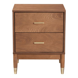 Baxton Studio Mandolin Ash Walnut Wood 2-Drawer Nightstand