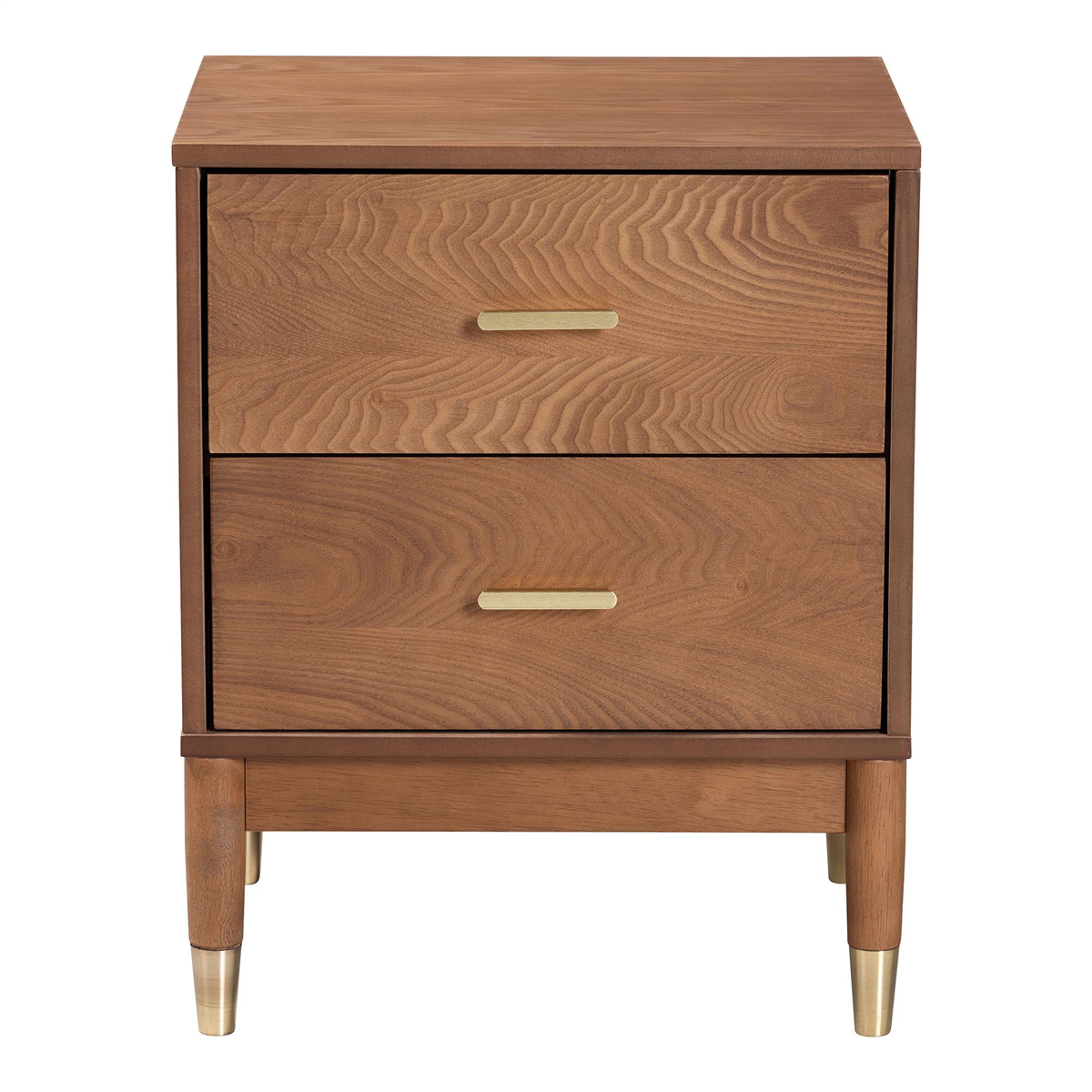 Baxton Studio Mandolin Ash Walnut Wood 2-Drawer Nightstand