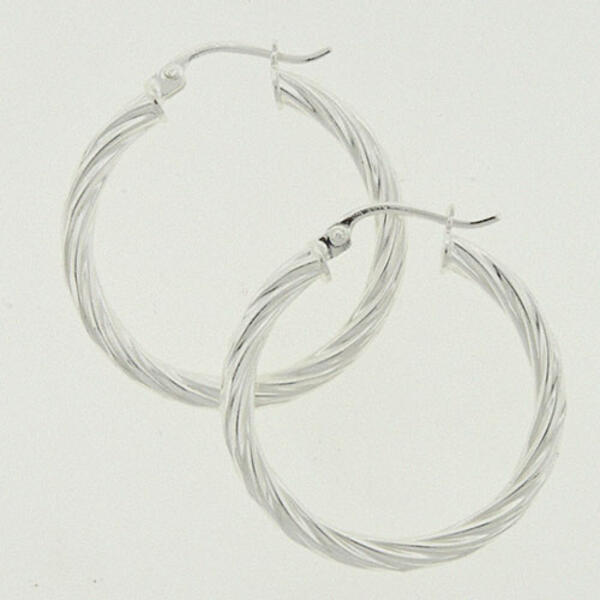 Sterling Silver Tight Twist Hoop Earrings - image 