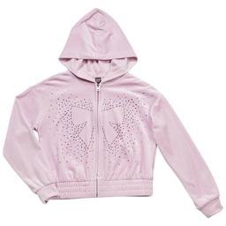 Girls (7-16) Star Ride(R) Rhinestone Bow Velour Zip Up Jacket