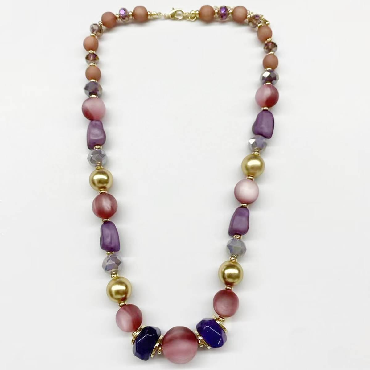 Ashley Cooper(tm) Purple Tonal Mixed Bead Statement Necklace