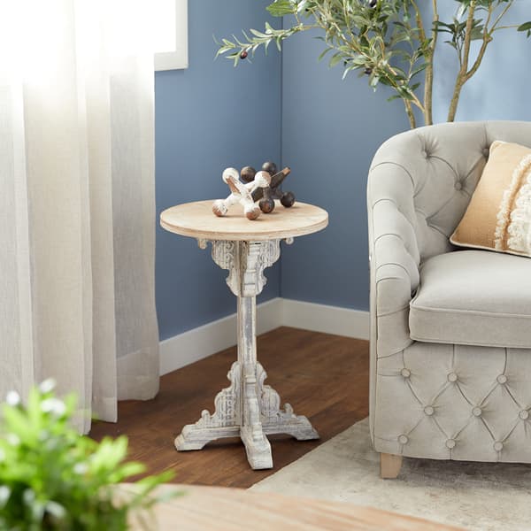 9th & Pike&#174; Whitewash Chinese Fir Country Accent Table