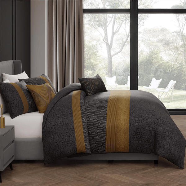 Bebejan® Golden Hex Cotton Sateen 5pc. Reversible Comforter Set