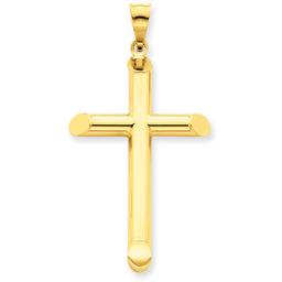 Unisex Gold Classics(tm) 3D Polished Gold 14kt. Hollow Cross Pendant