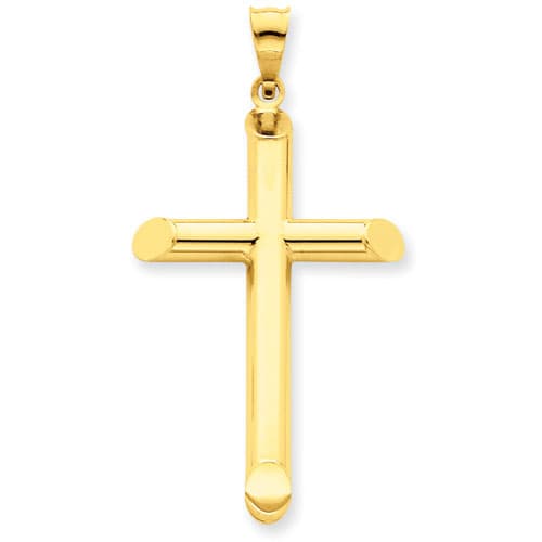 Unisex Gold Classics(tm) 3D Polished Gold 14kt. Hollow Cross Pendant - image 