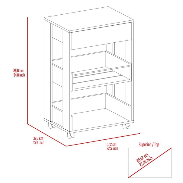 FM FURNITURE Dundee Dark Walnut Kitchen Cart