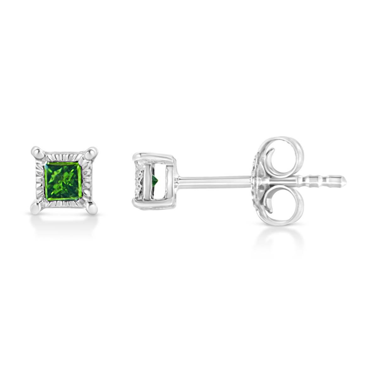 Haus of Brilliance 1/10ctw. Treated Green Diamond Stud...
