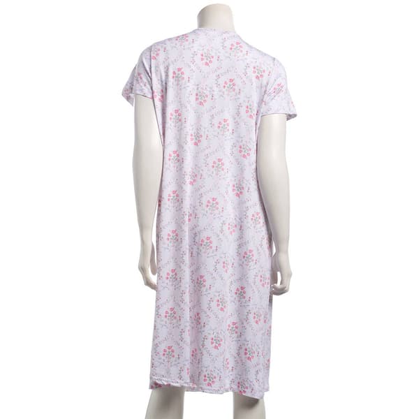Womens Laura Ashley Lace Trim Floral Trellis Nightgown