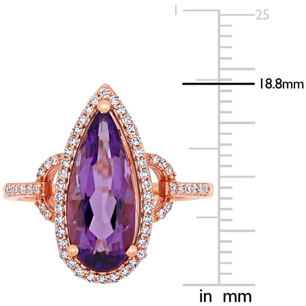 Gemstones Classics&#8482; 14kt. Rose Gold Pear Amethyst Halo Ring