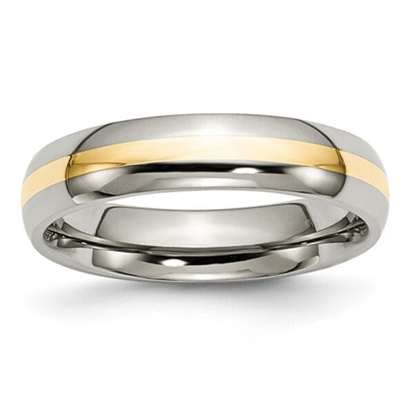 Mens Endless Affection&#40;tm&#41; 14kt. Yellow Gold Inlay 5mm Wedding Band - image 