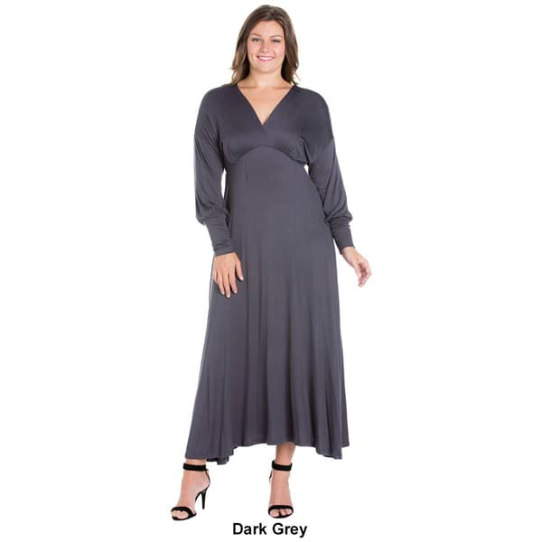 Plus Size 24/7 Comfort Apparel V-Neckline Empire Waist Dress