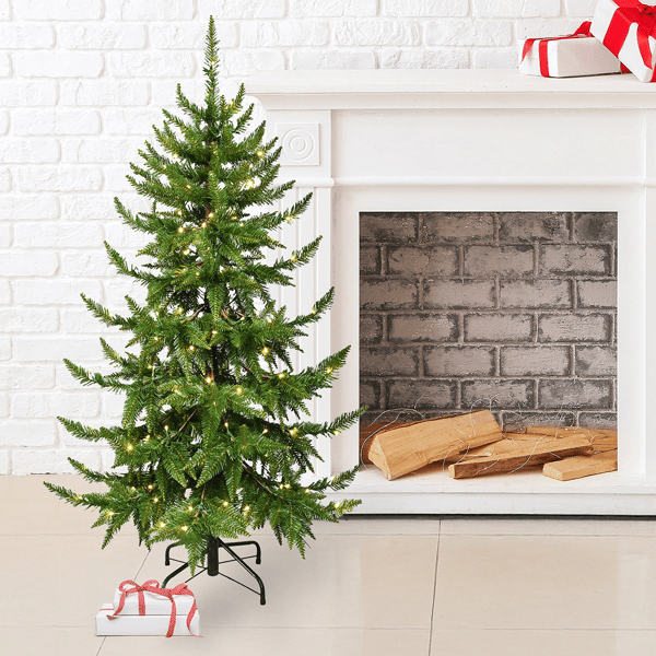 Santa''s Workshop 5ft. Pre-Lit LED Lights Green PVC Tree
