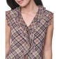 Womens Tommy Hilfiger Sleeveless V-Neck Ruffle Front Plaid Blouse - image 4