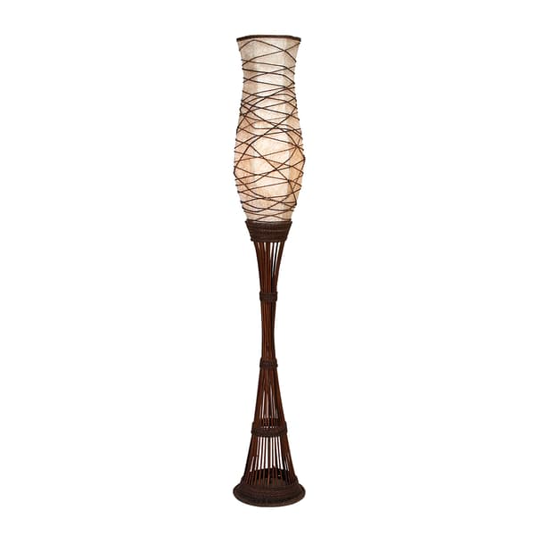 9th & Pike(R) Brown Bamboo Traditional Floor Lamp