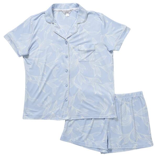Womens Nicole Miller New York Short Sleeve Leaf Line Pajama Set - image 