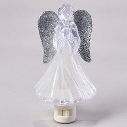 Frosted White Angel Nightlight with Silver Wings