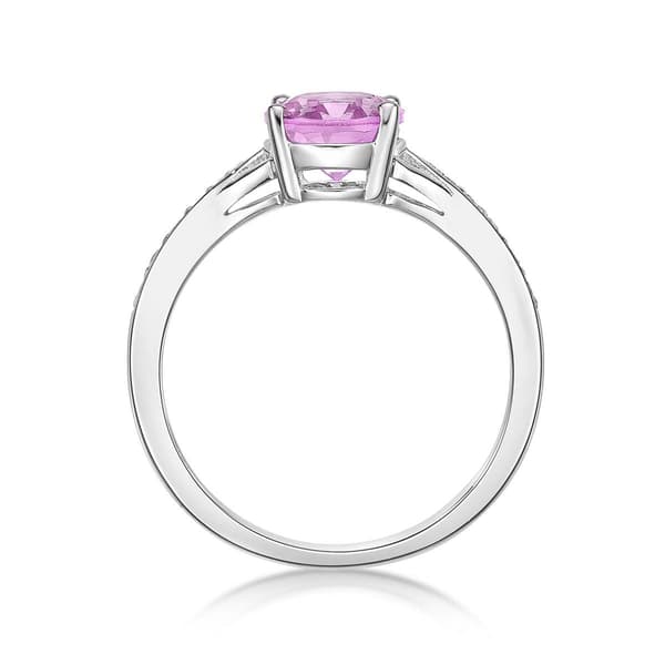 Sterling Silver Ring w/ Pink Sapphire & White Topaz Gemstones