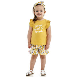 Toddler Girl Rene Rofe&#40;R&#41; 3pc. Sweet Top & Shorts Set w/ Headband