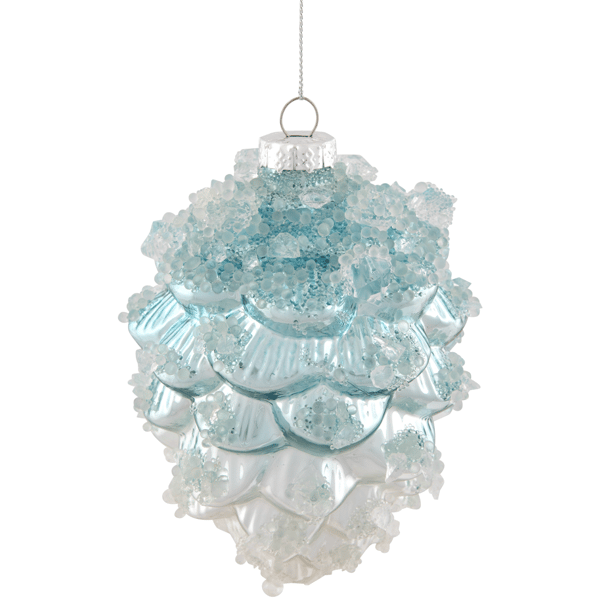 Northlight 4.75in. Icy Pine Cone Glass Christmas Ornament