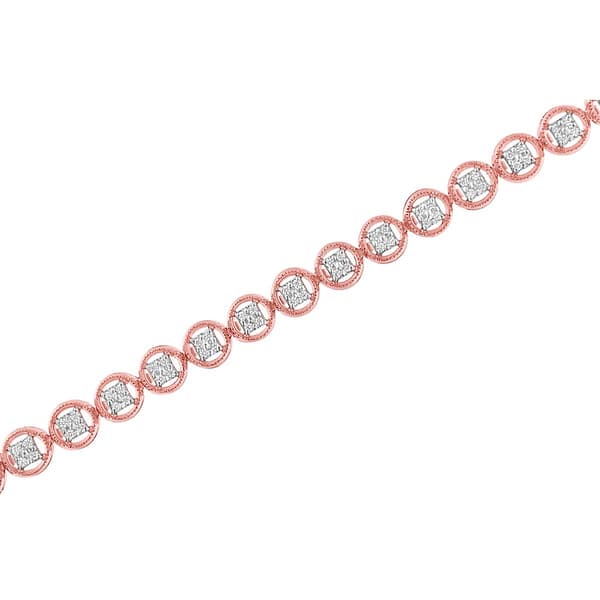 Haus of Brilliance Rose Gold over Silver Diamond Tennis Bracelet