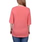 Petite NY Collection Elbow Sleeve Solid Tie Front Blouse - image 2