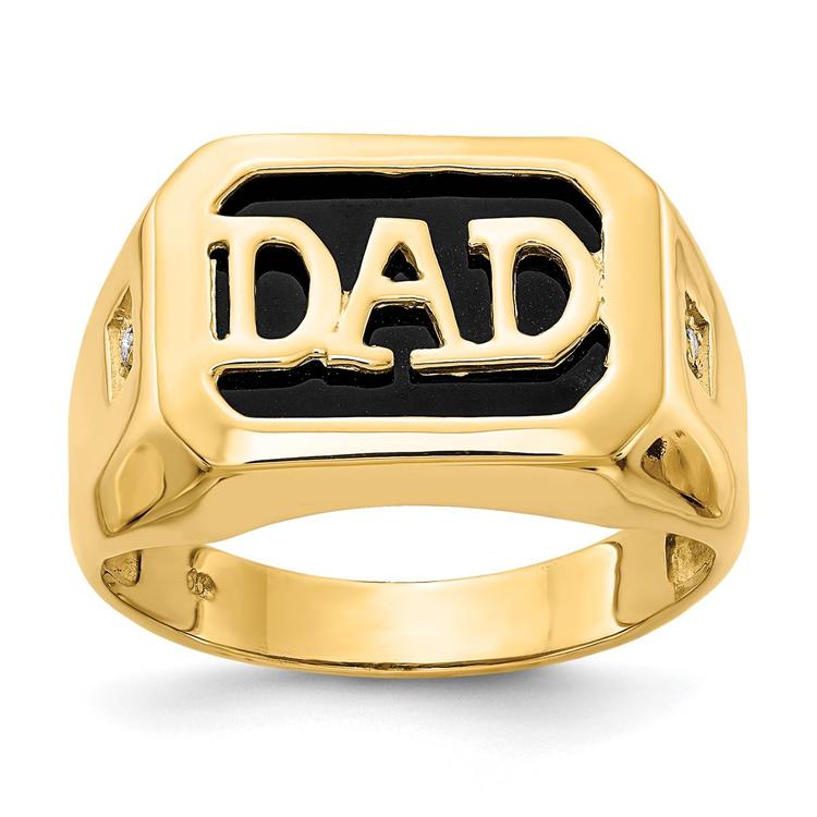 Mens Gentlemens Classics(tm) 14kt. Gold Onyx & Diamond DAD Ring