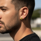 Mens Saffron Yellow Moissanite Diamond Basket Stud Earrings - image 2