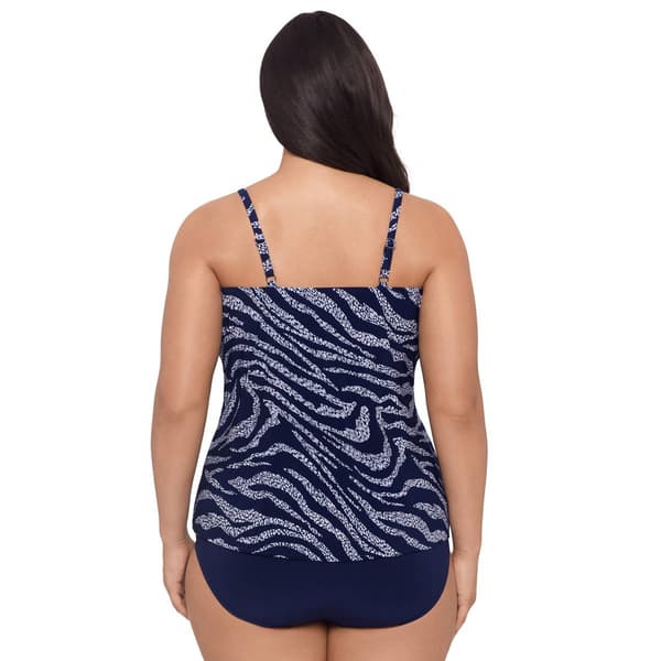 Plus Size TrimShaper Savanna Skin Hanky Hem Tankini Swim Top