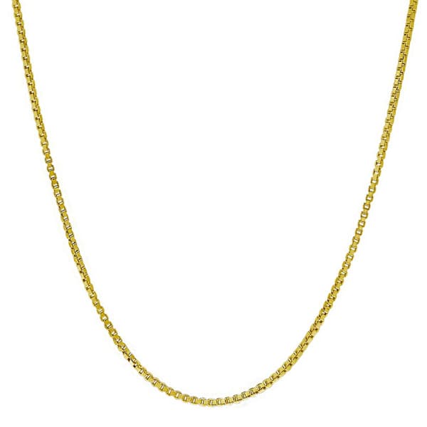 Gold over Sterling Silver Diamond Cut Box Chain Necklace - image 