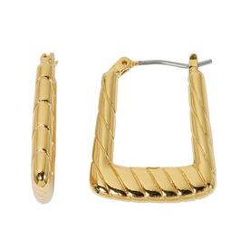 Design Collection Rope Texture Rectangular Hoop Earrings