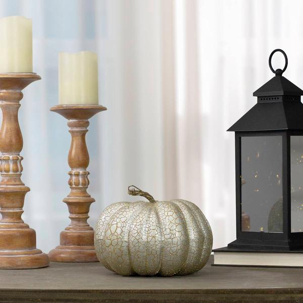 Northlight Seasonal 7in. Champagne Crackled Pumpkin Decoration