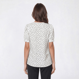 Womens Adrianna Papell V-Neck Faux Front Button Dot Blouse