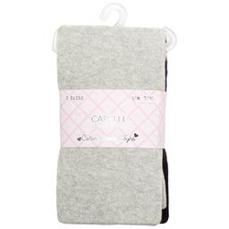 Girls Capelli(R) New York 2pk. Lurex & Solid Tights - Grey Combo